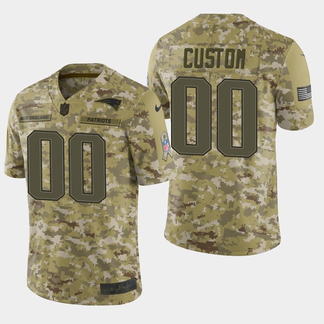 Men's Camo New England Patriots Active Player Custom Salute To Service Limited Stitched Football Jersey